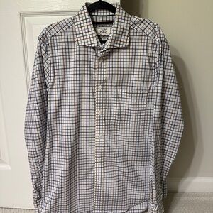 Jos. A. Bank Men's Checkered Shirt - Blue and Brown